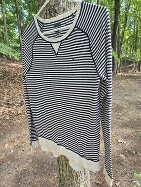 Tommy Hilfiger Black and White Striped Women’s Jersey Top